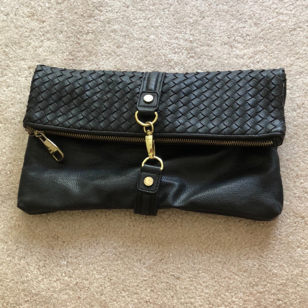 Black faux leather clutch